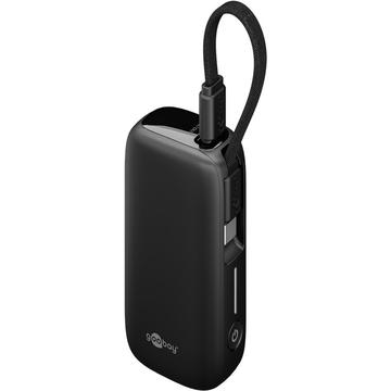 Goobay 5000mAh Power Bank avec câble USB-C intégré - 20W - Noir