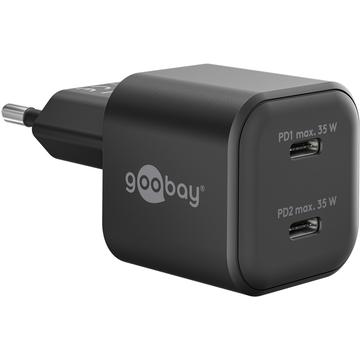 Goobay Nano GaN Dual USB-C PD Fast Charger 35W - Noir
