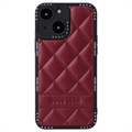 Coque Hybride iPhone 14 Good Luck Rhombic Grid - Vin Rouge