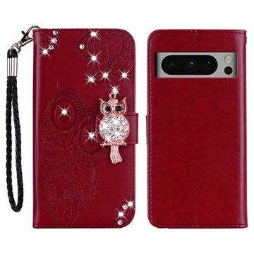 Etui Google Pixel 8 Pro Hibou Strass - Rouge