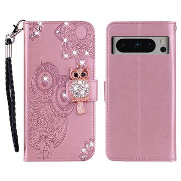 Etui Google Pixel 8 Pro Hibou Strass - Rose Doré