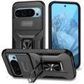 Coque Hybride Google Pixel 9/9 Pro à Anneau Rotatif avec Protection pour Appareil Photo - Noire