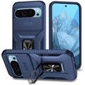 Coque Hybride Google Pixel 9/9 Pro à Anneau Rotatif avec Protection pour Appareil Photo - Bleue