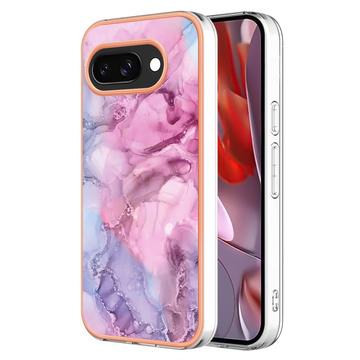 Coque Google Pixel 9a en TPU Marble Pattern Galvanisé IMD - Bleu / Rose