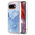 Coque Google Pixel 9a en TPU Marble Pattern Galvanisé IMD - Bleue