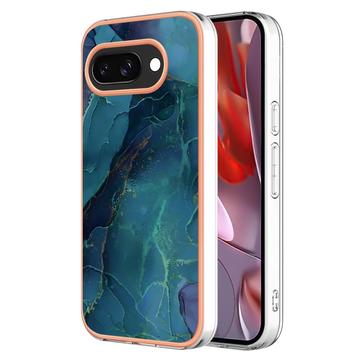 Coque Google Pixel 9a en TPU Marble Pattern Galvanisé IMD - Verte
