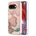 Coque Google Pixel 9a en TPU Marble Pattern Galvanisé IMD - Rose