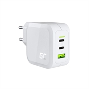 Chargeur Green Cell GC PowerGaN 65W - 2x USB-C Power Delivery & 1x USB-A, compatible Quick Charge 3.0 - Blanc