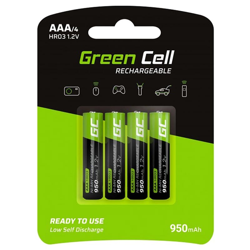 Piles Rechargeables AAA Green Cell HR03 - 950mAh - 1x4