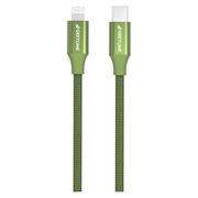 Câble USB-C / Lightning Tressé GreyLime 18W - Certifié MFi - 1m - Vert