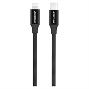 Câble USB-C / Lightning Tressé GreyLime 18W - Certifié MFi - 2m - Noir