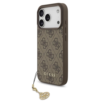 Coque hybride iPhone 17 Pro Guess 4G Charm - Compatible MagSafe - Marrone