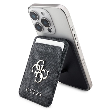Guess 4G Porte-cartes avec logo en métal et support - Compatible MagSafe - Noir