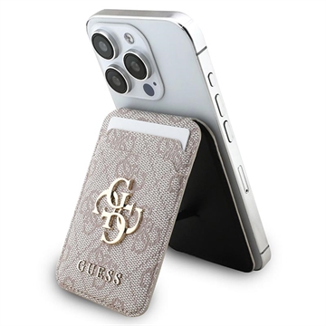 Guess 4G Porte-cartes avec logo en métal et support - Compatible MagSafe - Rose