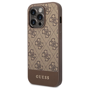 Coque Hybride iPhone 14 Pro Guess 4G Stripe - Marrone