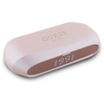 Casque sans fil avec étui de chargement Guess Elongated Metallic Printed Logo - Rose