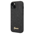 Coque Hybride iPhone 14 Plus Guess Glitter Flakes Metal Logo - Noire