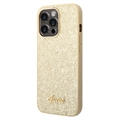 Coque Hybride iPhone 14 Pro Guess Glitter Flakes Metal Logo - Doré