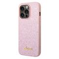 Coque Hybride iPhone 14 Pro Guess Glitter Flakes Metal Logo - Rose