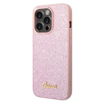 Coque Hybride iPhone 14 Pro Guess Glitter Flakes Metal Logo - Rose