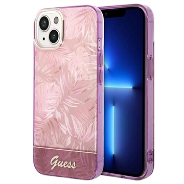 Coque Hybride iPhone 14 Guess Jungle Collection - Rose