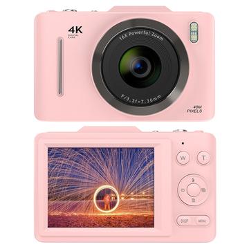 Appareil photo numérique H16 avec zoom 16x et carte mémoire 32 Go - Rose