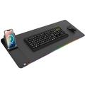 H18 RGB Desk Mat avec chargeur sans fil 15W et support de téléphone pliable - Noir