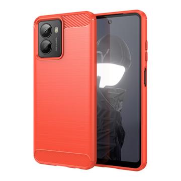 Coque HMD Fusion en TPU Brossé - Fibre de Carbone - Rouge