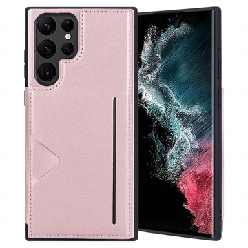 Coque Samsung Galaxy S23 Ultra 5G avec Portefeuille Hanman Mika - Rose Doré