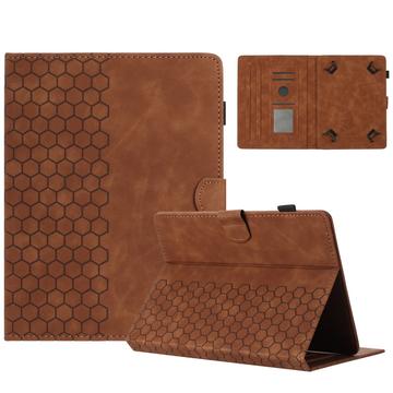 Étui universel pour tablette à motif nid d\'abeille avec fentes pour cartes - 10" - Marron