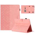 Étui universel pour tablette à motif nid d'abeille avec fentes pour cartes - 10" - Rose