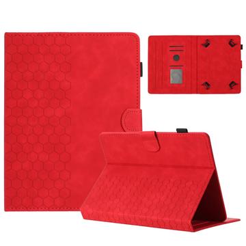 Étui universel pour tablette à motif nid d\'abeille avec fentes pour cartes - 10" - Rouge