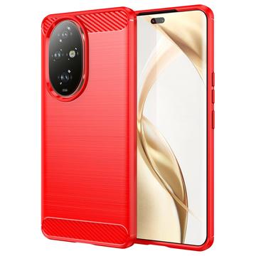 Coque Honor 200 Pro en TPU Brossé - Fibre de Carbone - Rouge