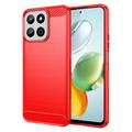 Coque Honor 200 Smart/X7c en TPU Brossé - Fibre de Carbone - Rouge