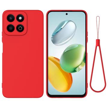Coque Honor 200 Smart/X7c 4G/5G en silicone liquide avec dragonne - Rouge