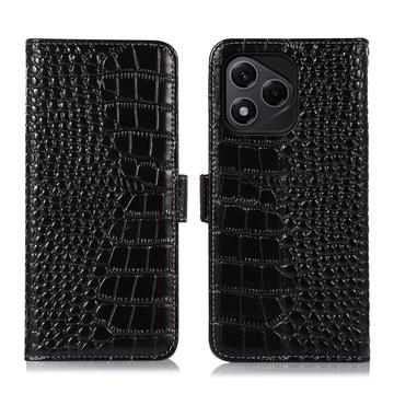 Étui Portefeuille Honor 400 Lite en Cuir avec RFID - Série Crocodile - Noir