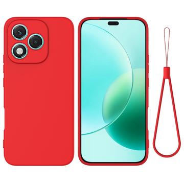 Coque Honor 400 Lite en silicone liquide avec dragonne - Rouge