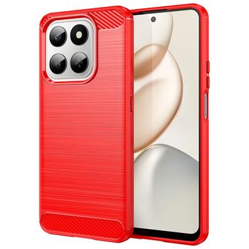 Coque Honor 400 Smart/X7d 4G en TPU Brossé - Fibre de Carbone - Rouge