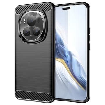 Coque Honor Magic6 Pro en TPU Brossé - Fibre de Carbone - Noire