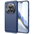 Coque Honor Magic6 Pro en TPU Brossé - Fibre de Carbone - Bleue