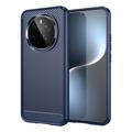 Coque Honor Magic7 en TPU Brossé - Fibre de Carbone - Bleue
