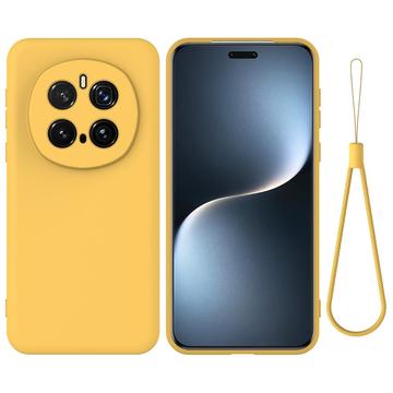 Coque Honor Magic7 Pro en silicone liquide avec dragonne - Jaune