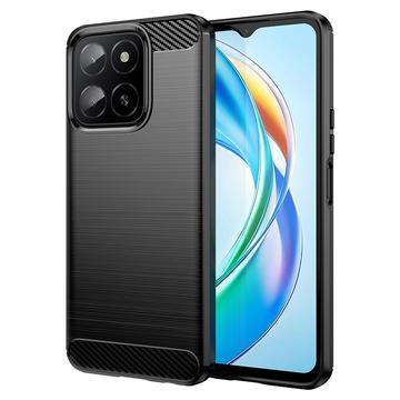 Coque Honor X5b/X5b Plus en TPU Brossé - Fibre de Carbone - Noire