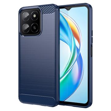 Coque Honor X5b/X5b Plus en TPU Brossé - Fibre de Carbone - Bleue
