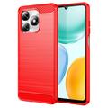 Coque Honor X5c/X5c Plus en TPU Brossé - Fibre de Carbone - Rouge