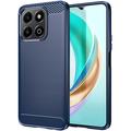 Coque Honor X6b en TPU Brossé - Fibre de Carbone - Bleue