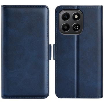 Etui portefeuille Honor X6b avec fermeture magnétique - Texture Veau - Bleu