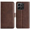 Etui portefeuille Honor X6b avec fermeture magnétique - Texture Veau - Marron