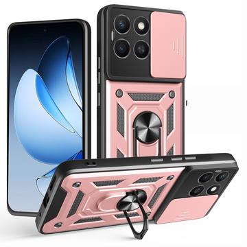 Coque Hybride Honor X8c à Anneau Rotatif avec Protection pour Appareil Photo - Rose Doré