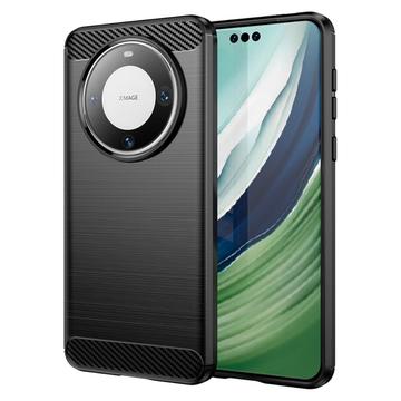 Coque Huawei Mate 60 Pro+ en TPU Brossé - Fibre de Carbone - Noire